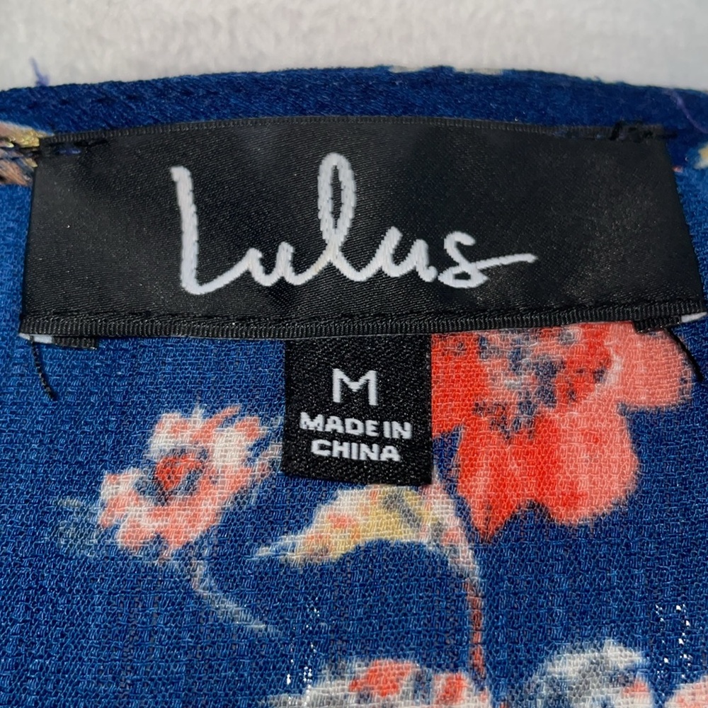 Lulu's Divine Days Navy Blue Floral Flutter Sleeve Wrap Maxi Dress - Picture 3 of 12